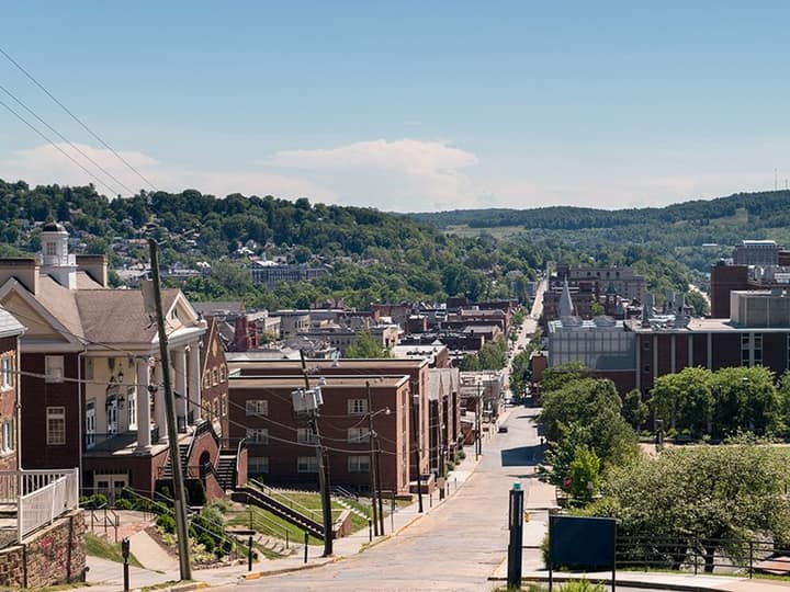 View of downtown Morgantown, West Virginia — home of Mountaineer Cleaning Maids